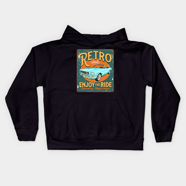 Retro Vintage Automotive Tin Sign Kids Hoodie by Unestore